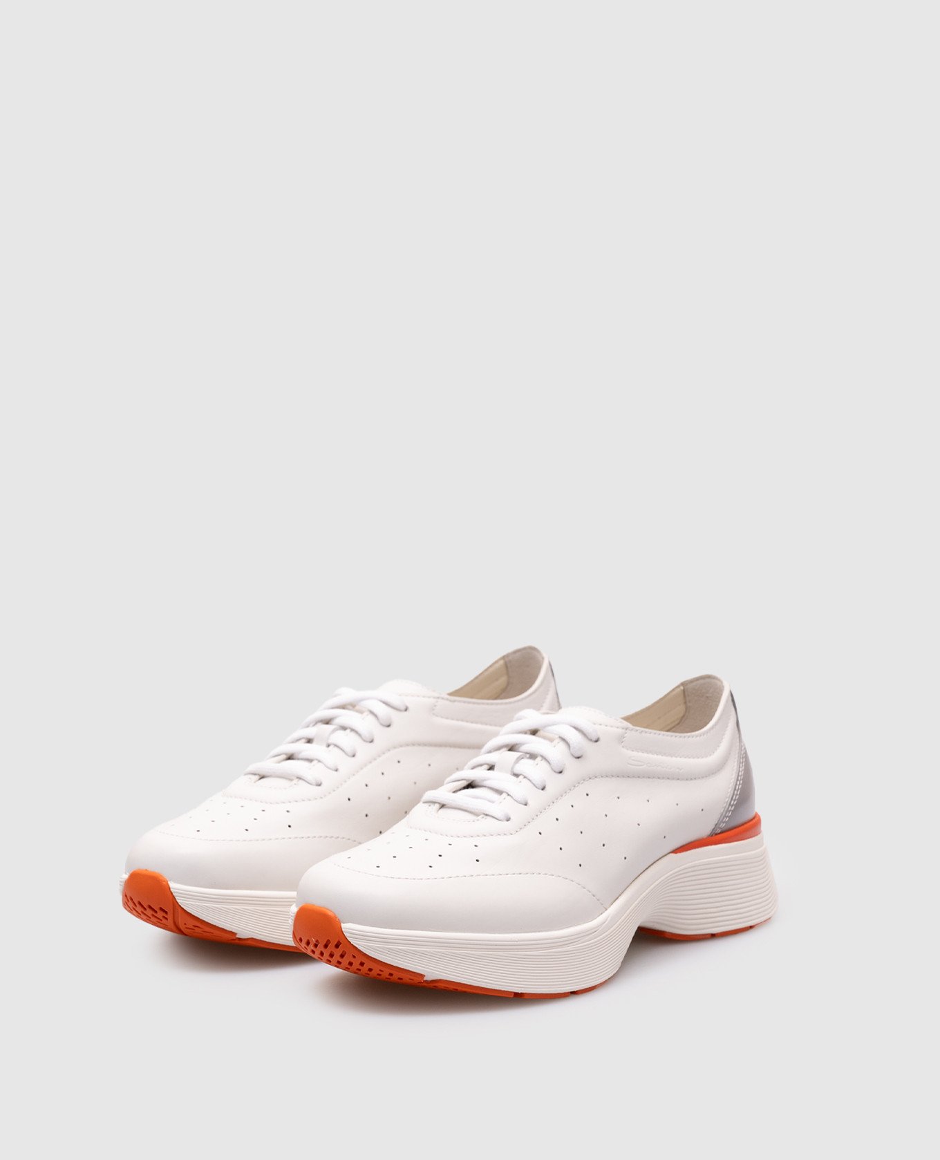 

White leather sneakers with logo Santoni