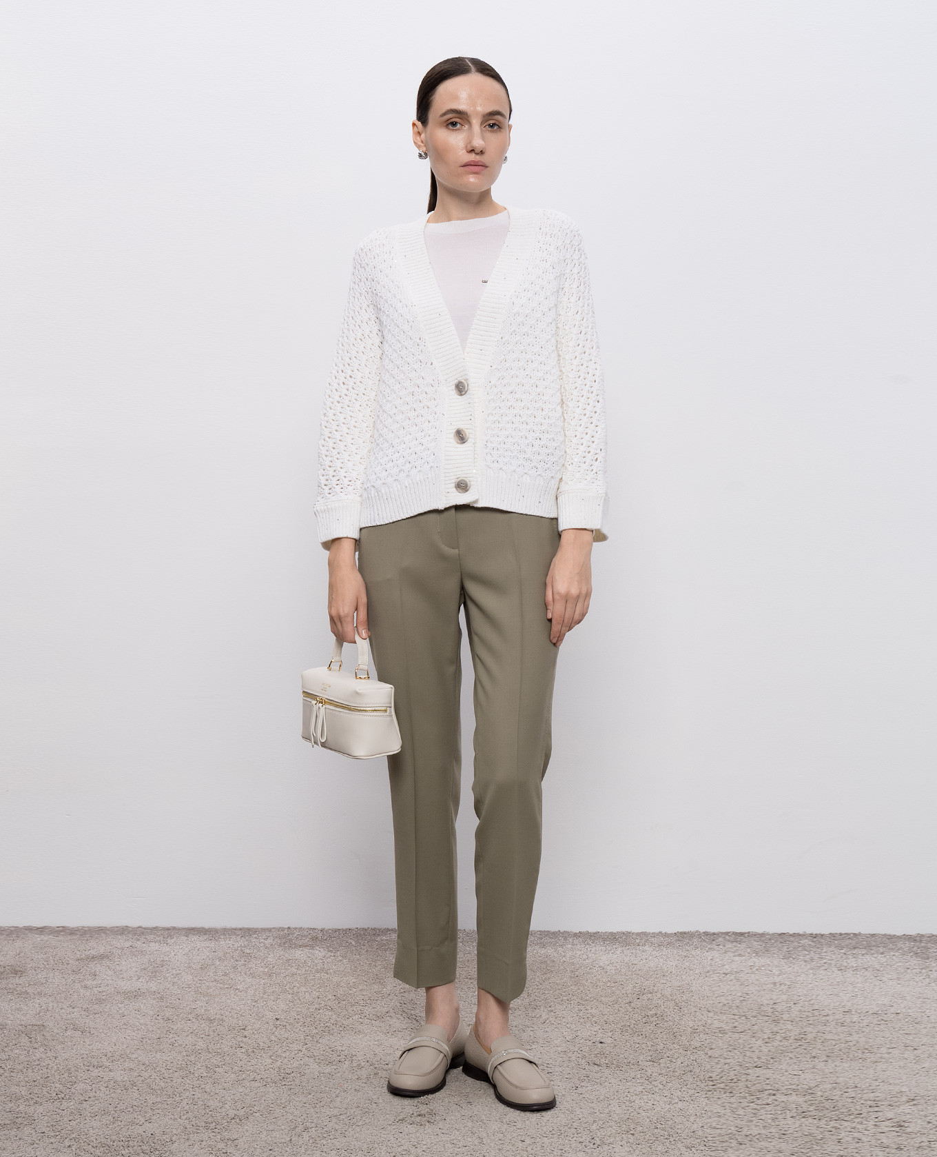 

White openwork wool cardigan Peserico