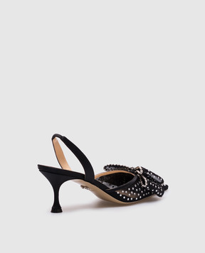 Mach&Mach Black slingbacks with crystals S085565X18