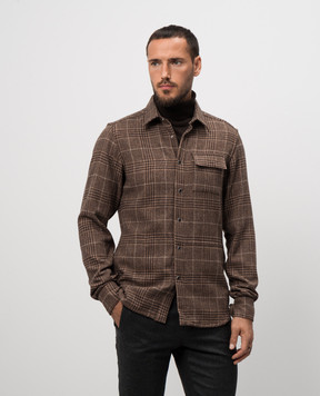 Kiton Brown wool, silk and linen Windsor check shirt UMCBUBAK0171E