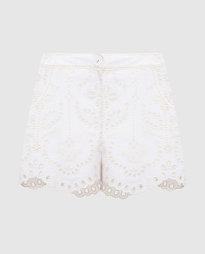 Charo Ruiz White linen Mason shorts with embroidery 244500