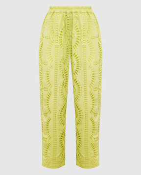 Charo Ruiz Green pants with broderie embroidery 243503
