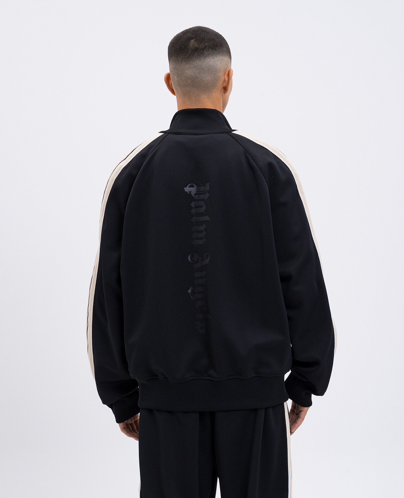 Black sports jacket with logo print Palm Angels 4