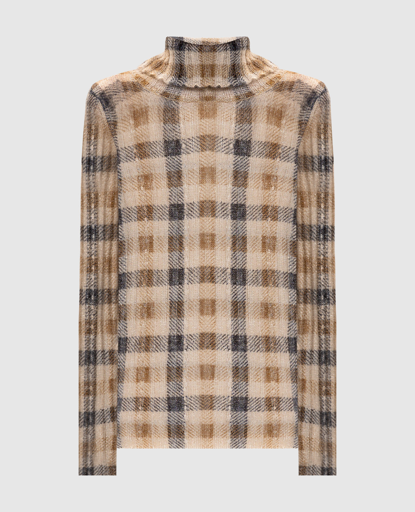 Beige wool sweater with a check pattern Twinset