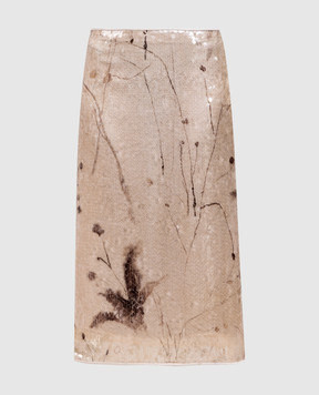 Peserico Yellow floral print sequin midi skirt E05193D04767