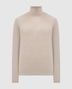 Brunello Cucinelli Beige melange golf from wool and cashmere M2400103