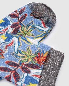 Momoni Blue socks with a floral pattern 255MMOSO001PK255MO52