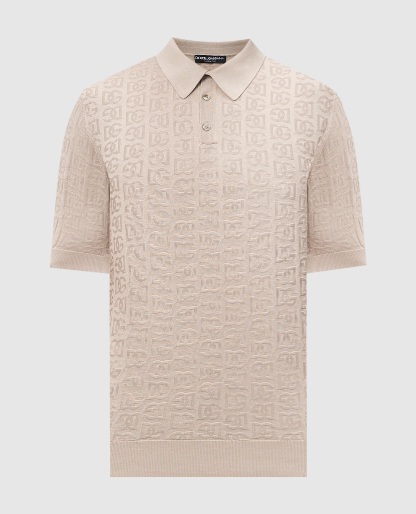 

Beige DG logo woven silk polo Dolce&Gabbana