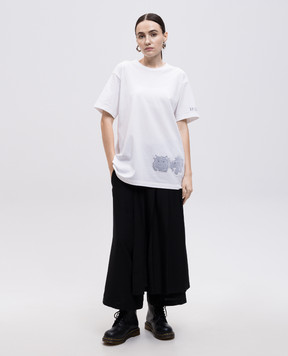 Y`S Yamamoto White T-shirt with textured print YPT89073