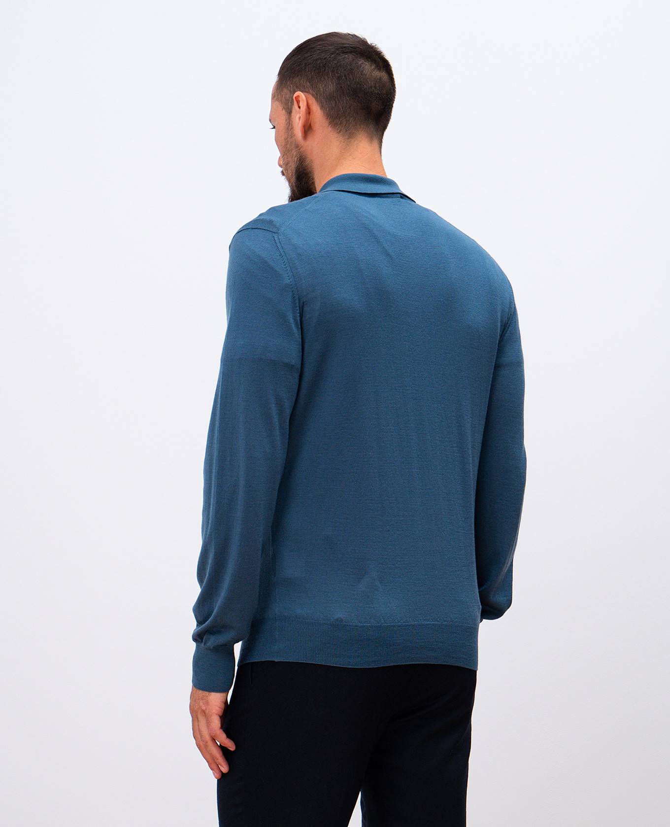 

Blue wool polo shirt with metallic logo Enrico Mandelli, Light blue