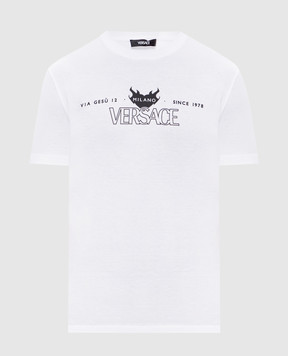 Versace White T-shirt with logo print 10139441A14377