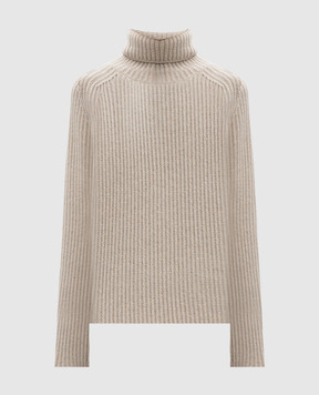 Simonetta Ravizza Beige ribbed wool and cashmere sweater F04KN98T69