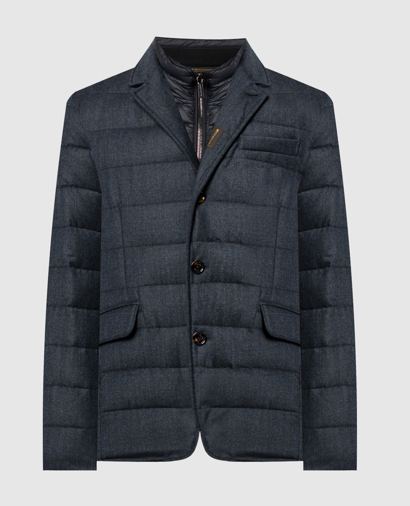 Blue nomos down jacket made of wool moorer