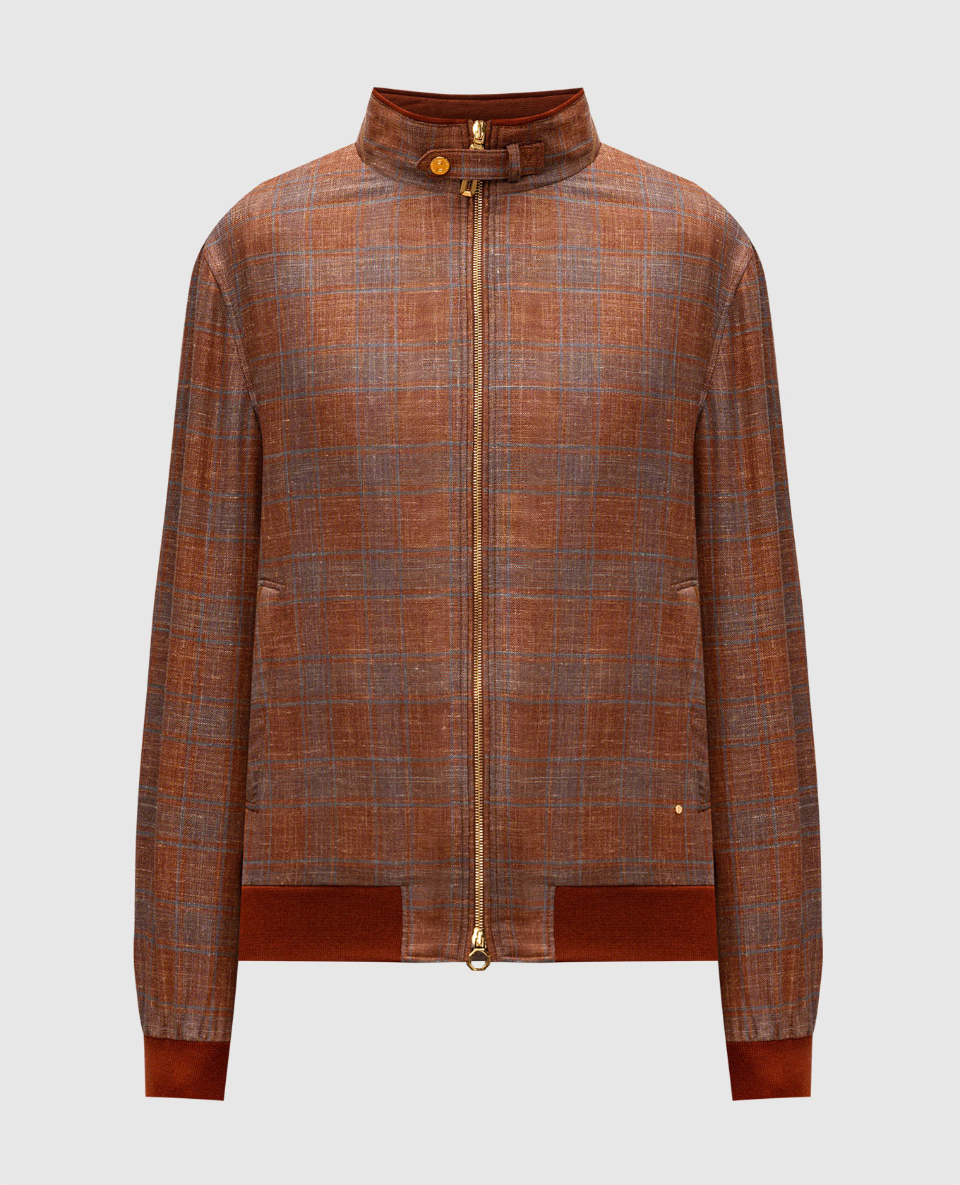 

Brown checked wool, silk and linen jacket Stefano Ricci