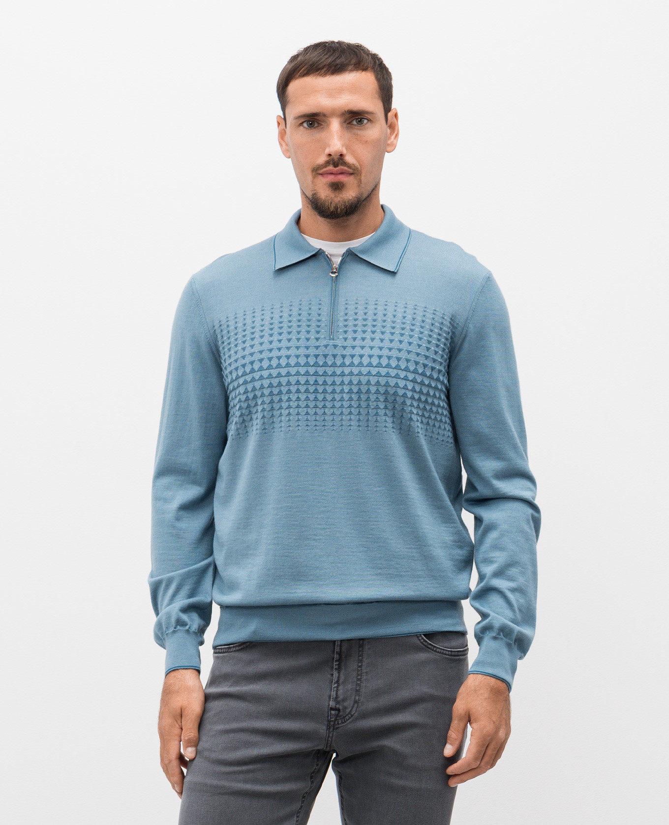 

Blue polo shirt made of wool, silk and cashmere Stefano Ricci, Light blue