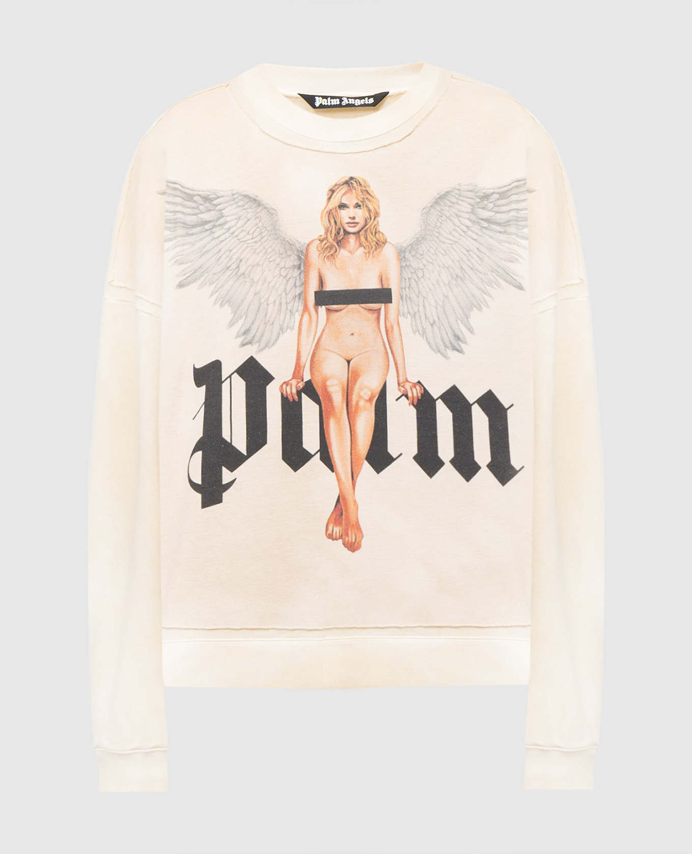 

Yellow Pin-up sweatshirt with hemp fiber with vintage effect Palm Angels