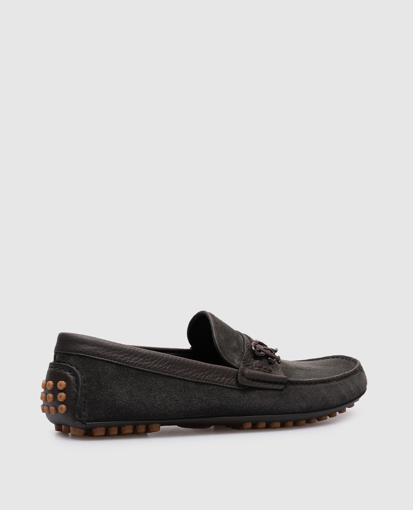 

Khaki suede loafers with monogram logo Stefano Ricci