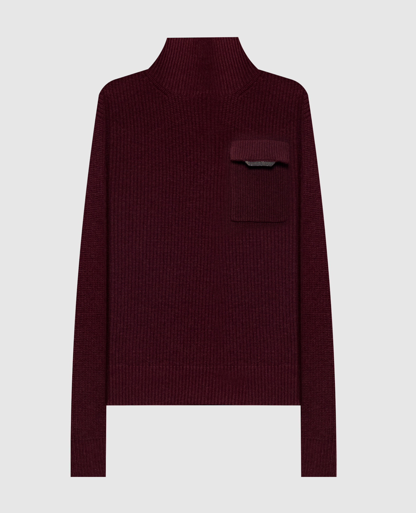 Burgundy cashmere sweater with monil chain Brunello Cucinelli