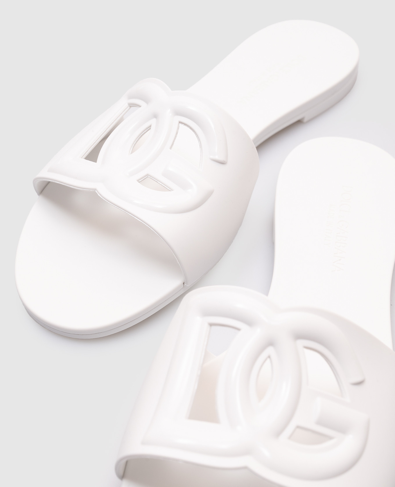 

White rubber flip-flops with logo Dolce&Gabbana