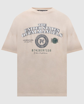 Palm Angels Dollar Loos beige printed t-shirt PMAA10DF25JER003
