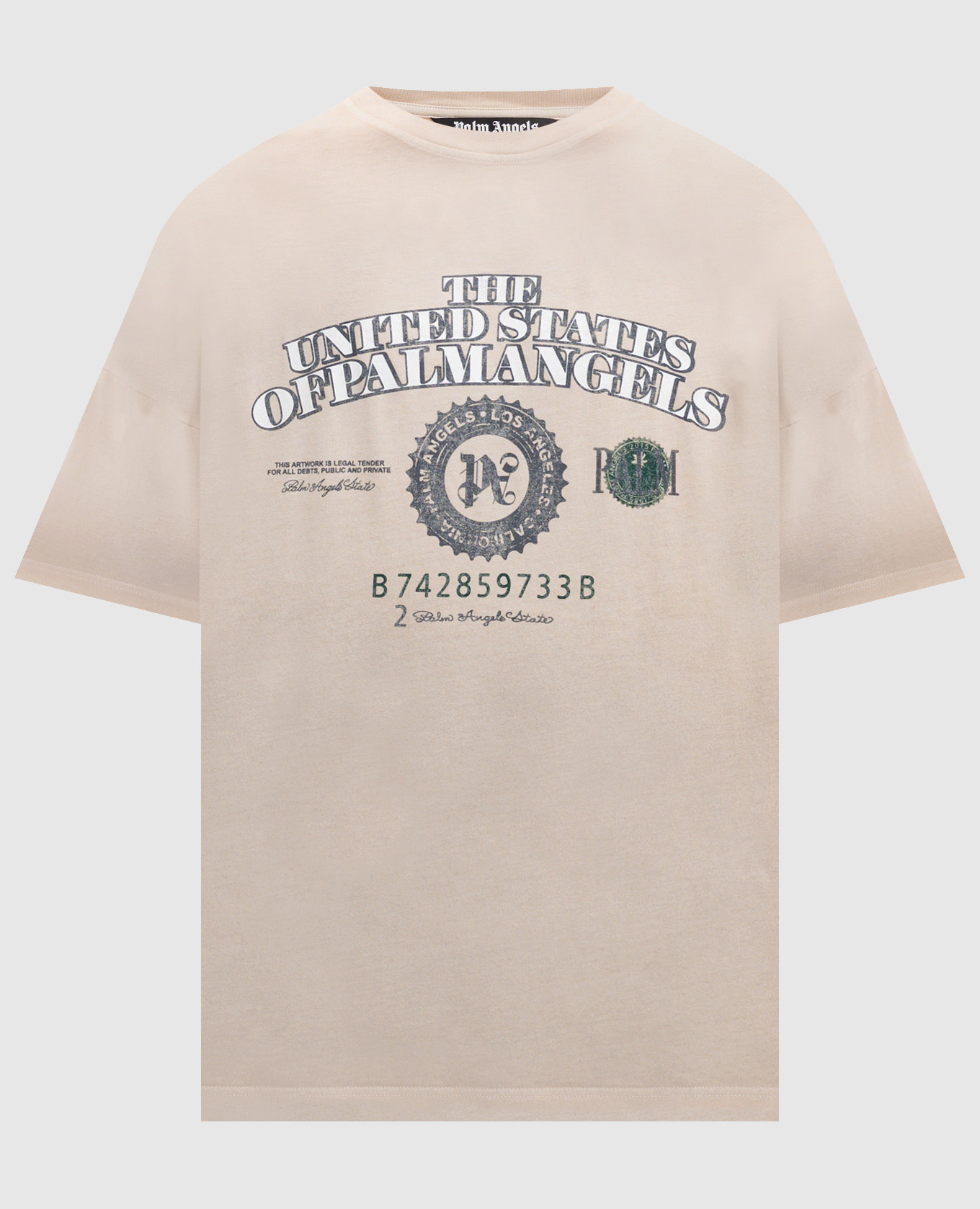 Dollar Loos beige printed t-shirt Palm Angels