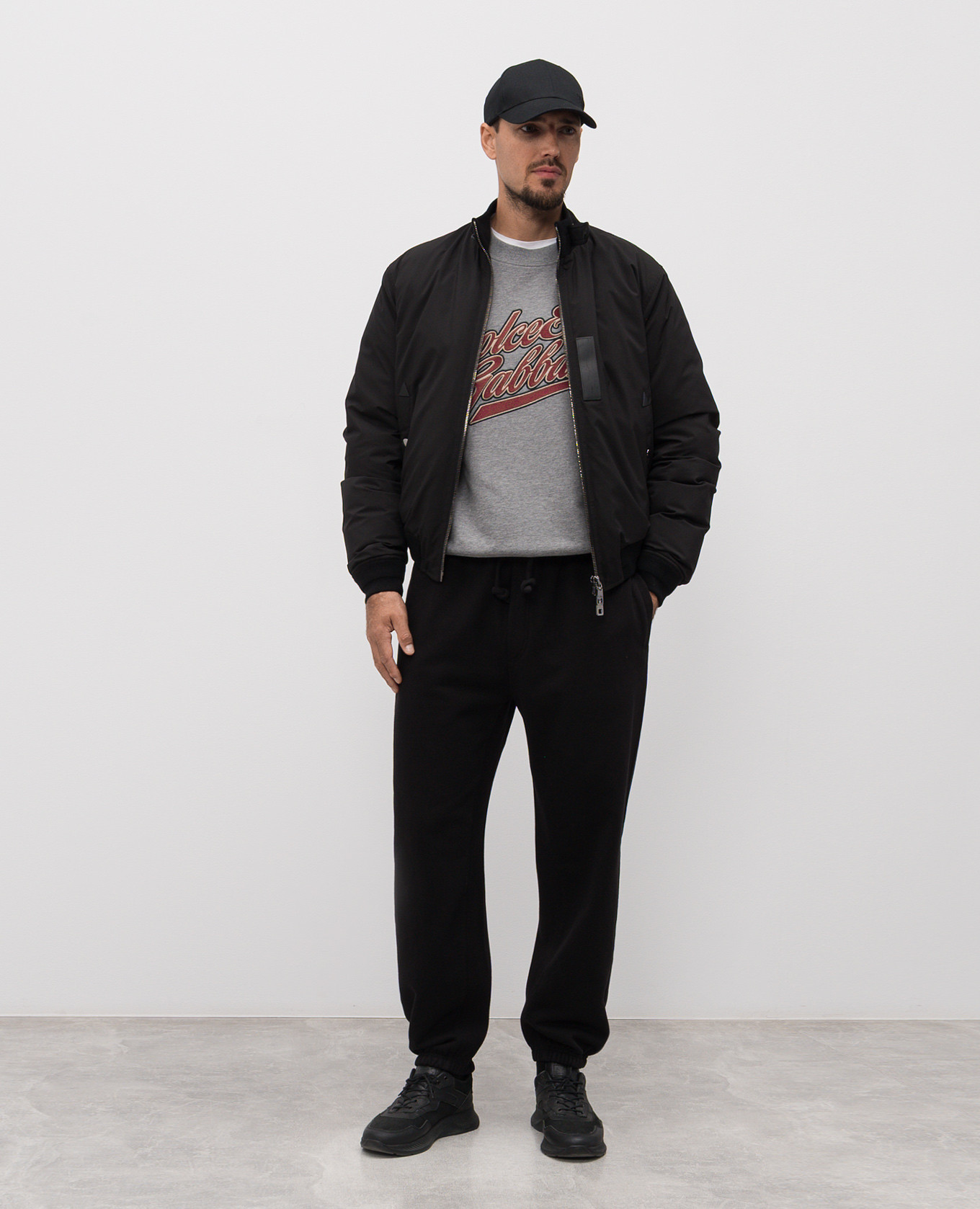 

Grey melange sweatshirt with logo embroidery Dolce&Gabbana