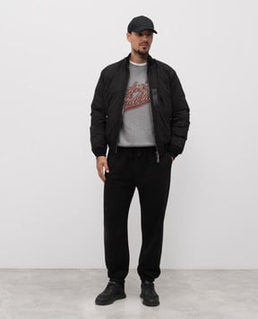 Dolce&Gabbana Grey melange sweatshirt with logo embroidery G9ABJZG7PFV