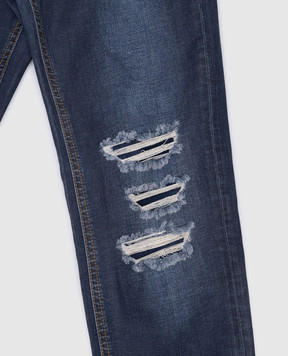 Philipp Plein Children's blue jeans with a distressed effect BDT00331216