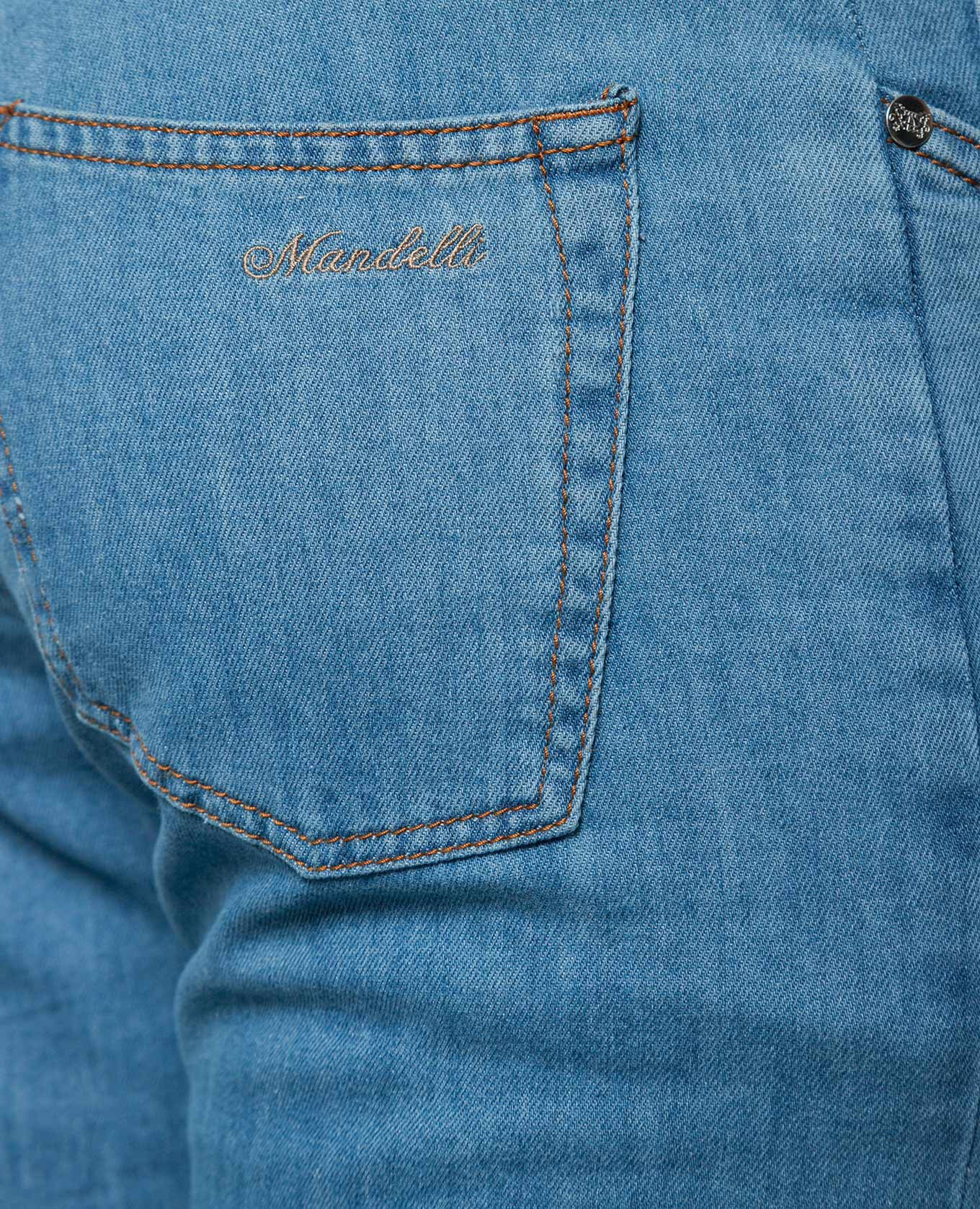 

Blue jeans with embroidery and logo patch Enrico Mandelli, Light blue