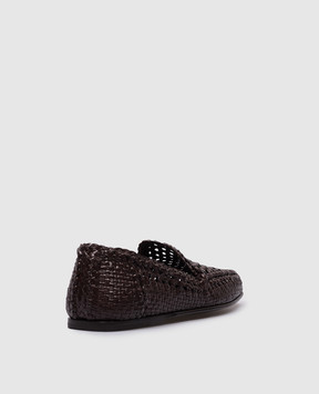 Dolce&Gabbana Brown leather braided loafers A50634AZ870