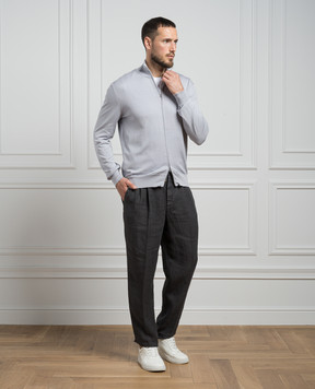 Cashmere&Whiskey Gray cardigan with silk and cashmere FS08
