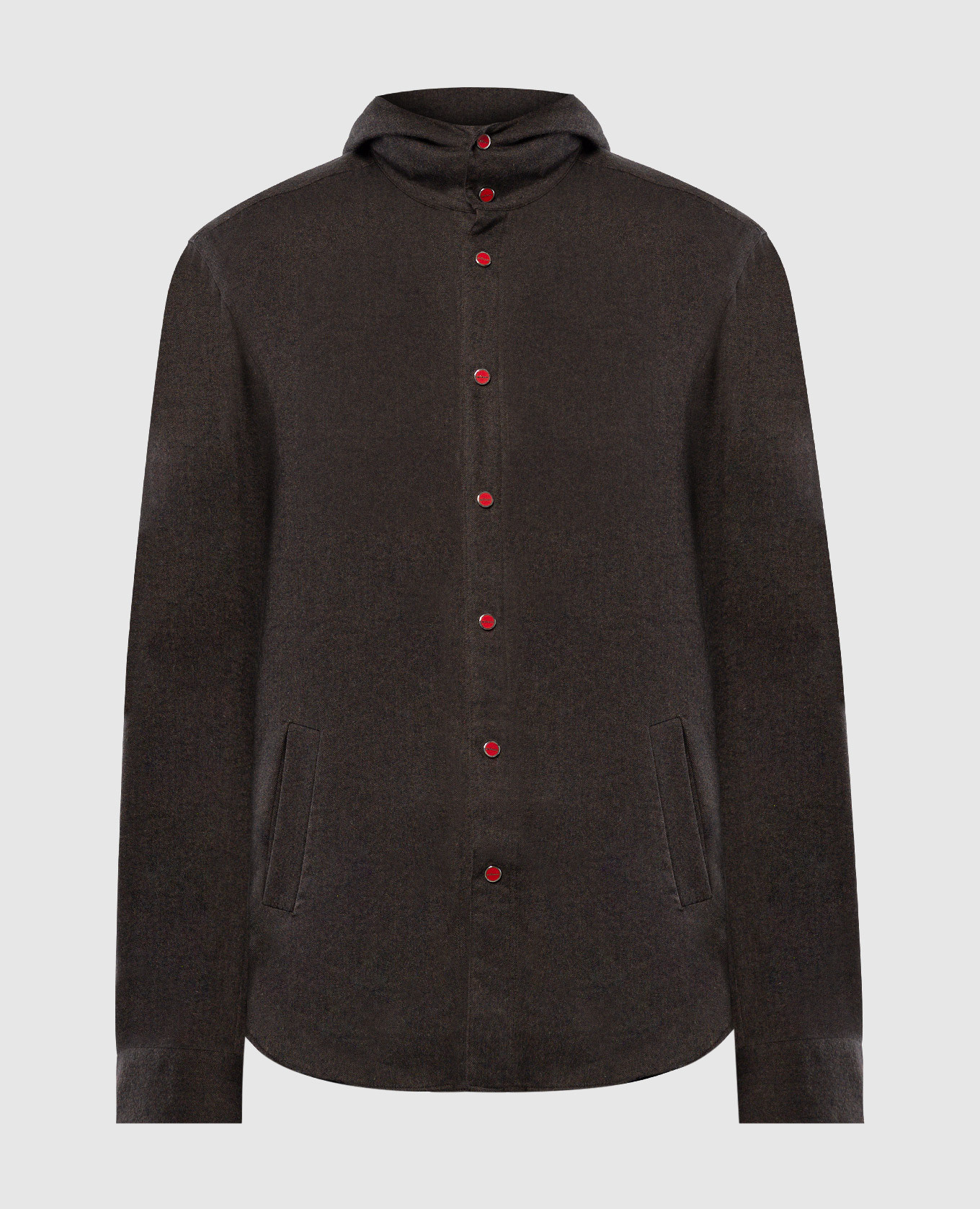 Kiton Brown shirt with a hood