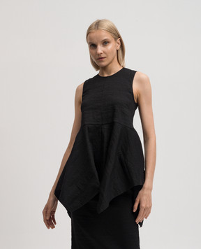 UMA WANG Black Tug top with asymmetric basque UW1033