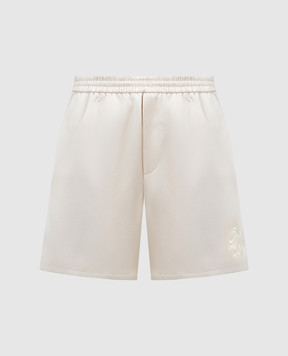 Balmain Beige shorts with monogram logo embroidery CH0PA095XI63