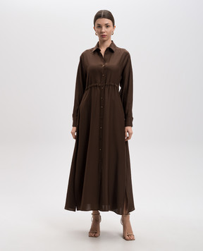 Simonetta Ravizza Omar brown silk shirt dress S05DS92T84