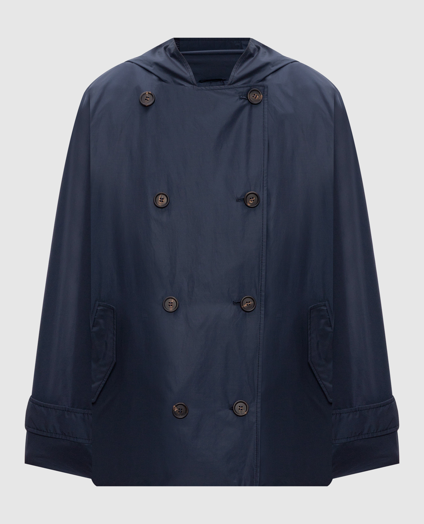 

Blue double-breasted windbreaker with monil chain Brunello Cucinelli