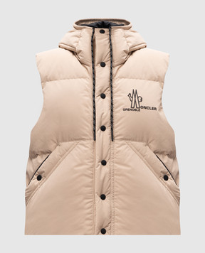 Moncler Grenoble Beige down vest with logo J20971A00008595M6