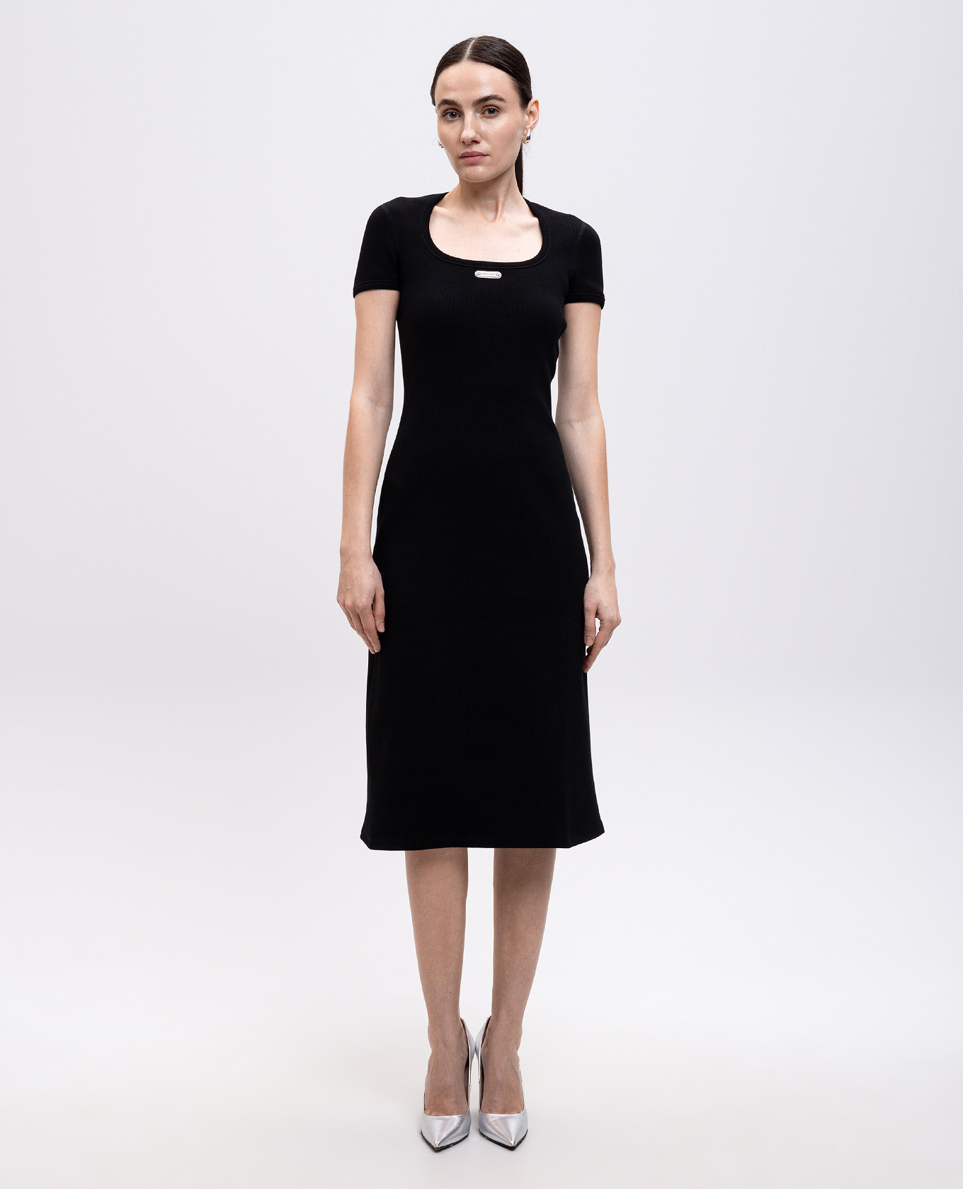 

Black ribbed midi dress with logo Alexander McQueen