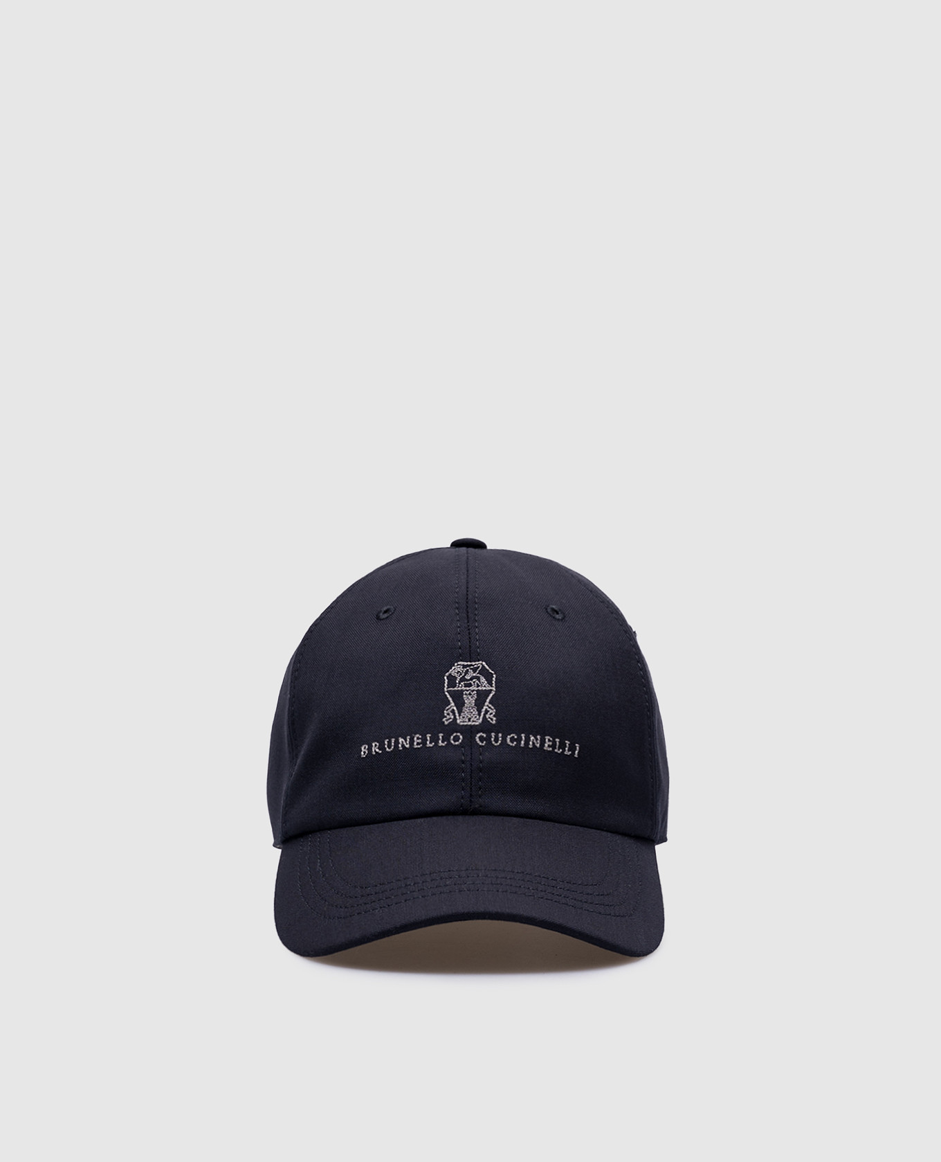 

Blue wool cap with embroidered logo emblem Brunello Cucinelli