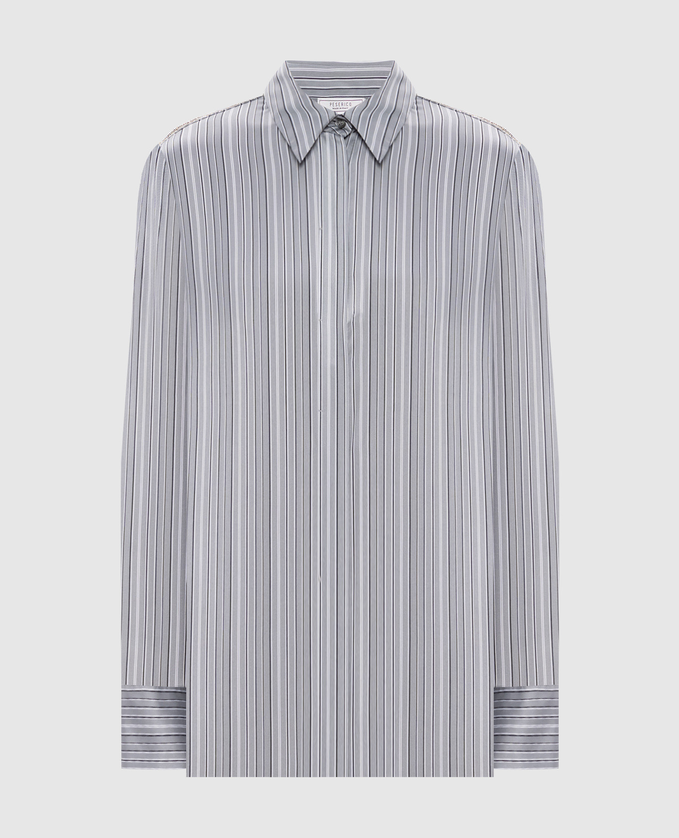 Gray striped silk shirt Peserico