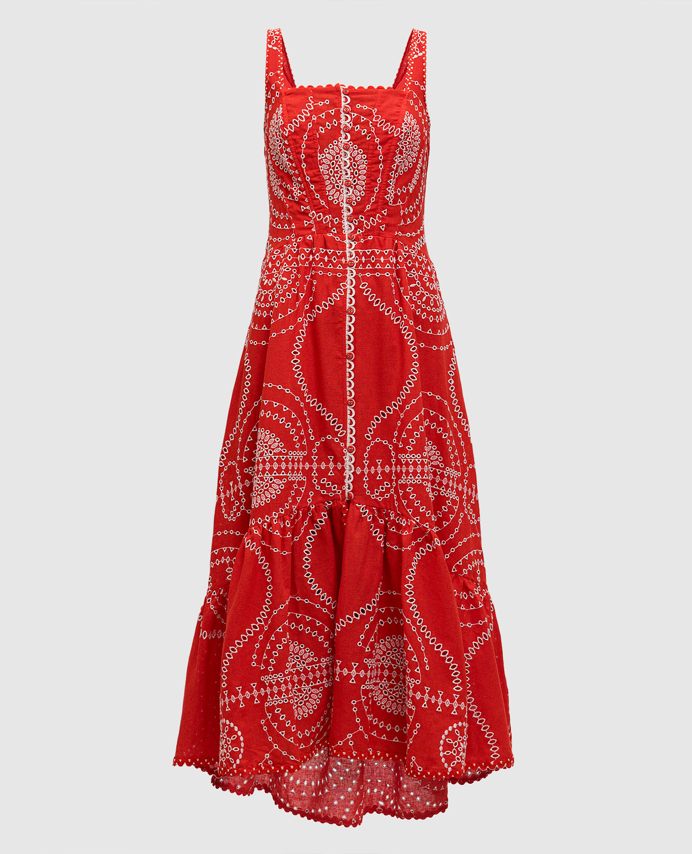 

Greba red linen dress with embroidery Charo Ruiz