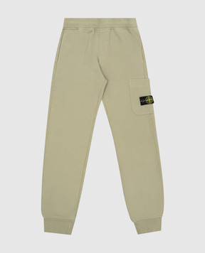 Stone Island Kids green joggers with logo patch 8116615201012