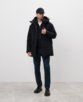 Moncler Blue down jacket with logo patch J20911C0001557843