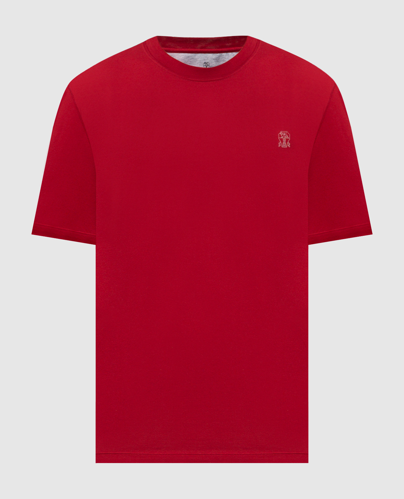 Red T-shirt with logo emblem print Brunello Cucinelli