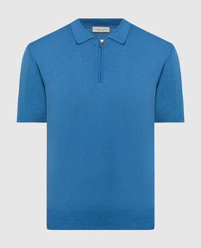 Cashmere&Whiskey Blue polo shirt with silk and cashmere FS05