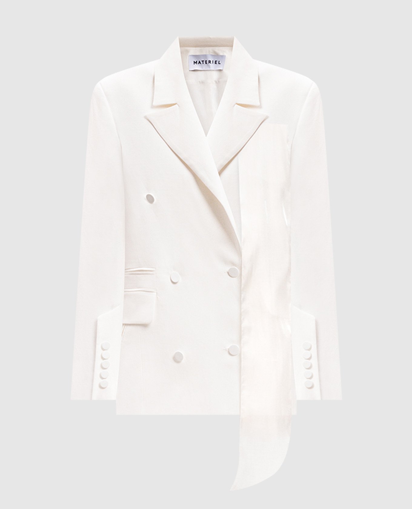 

White double-breasted jacket with wool Materiel