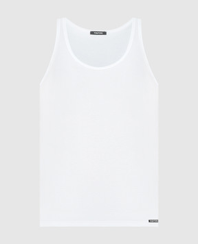 Tom Ford White ribbed T-shirt with logo patch T4D101210