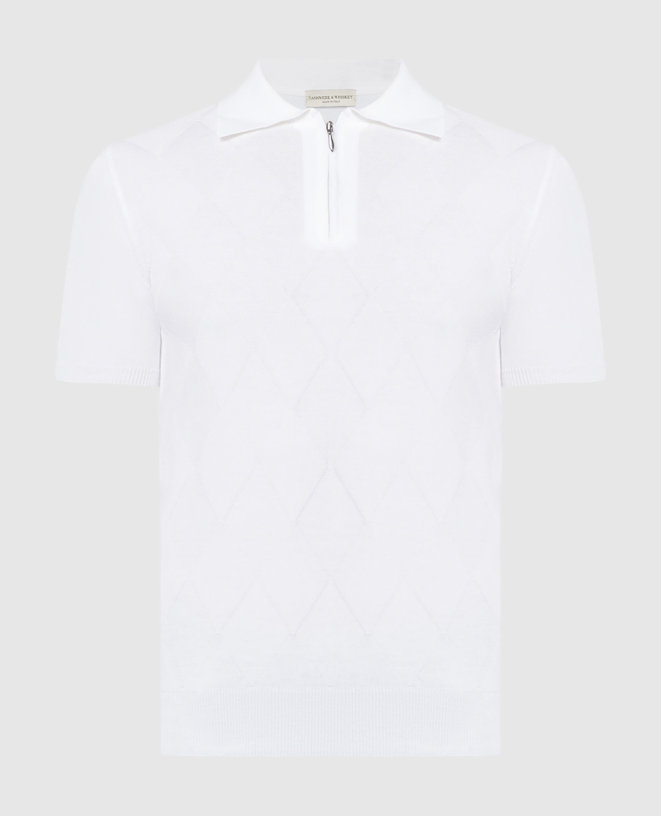 

White polo in a geometric woven pattern Cashmere&Whiskey