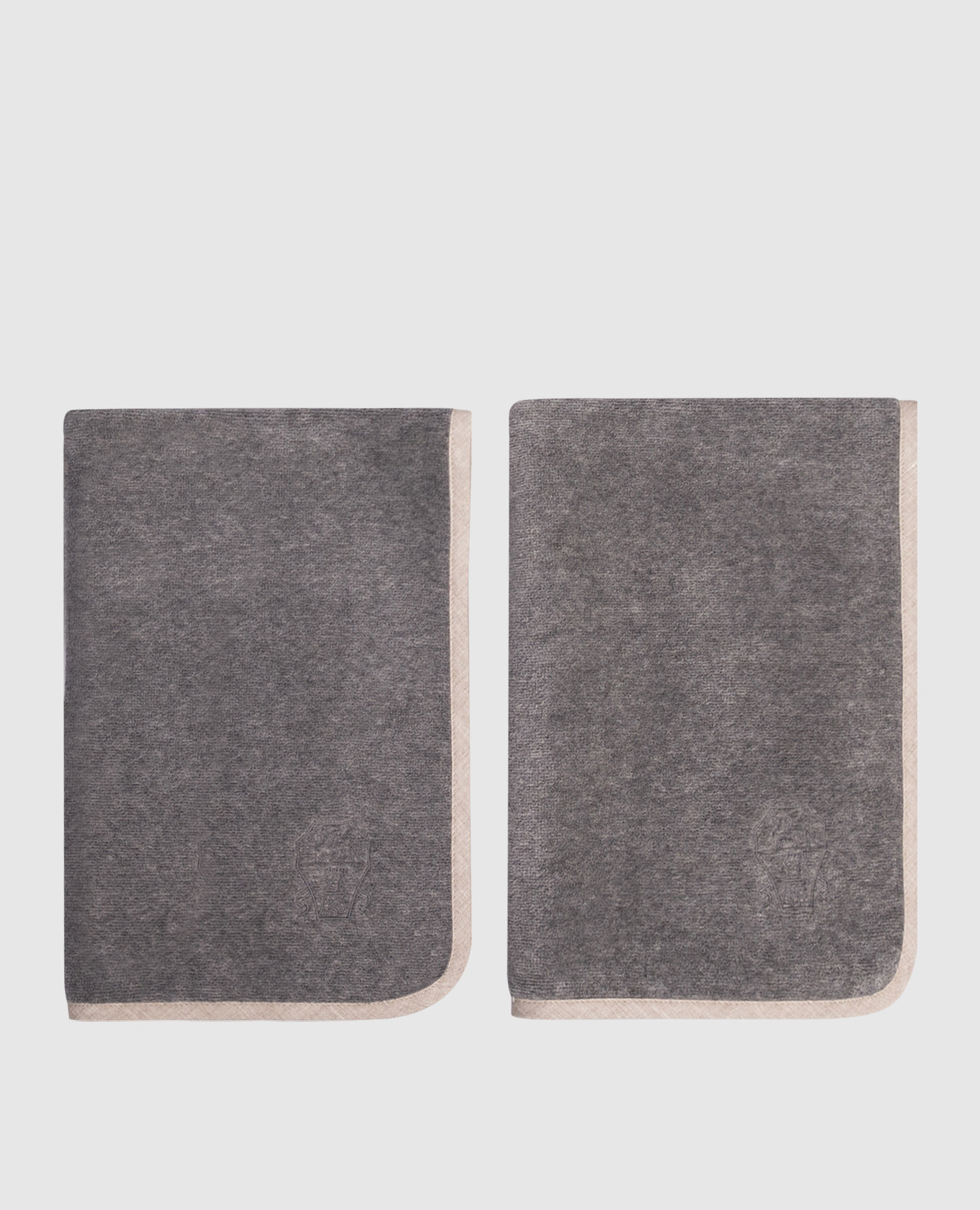 

Set of gray terry towels with embroidered logo emblem Brunello Cucinelli, Grey