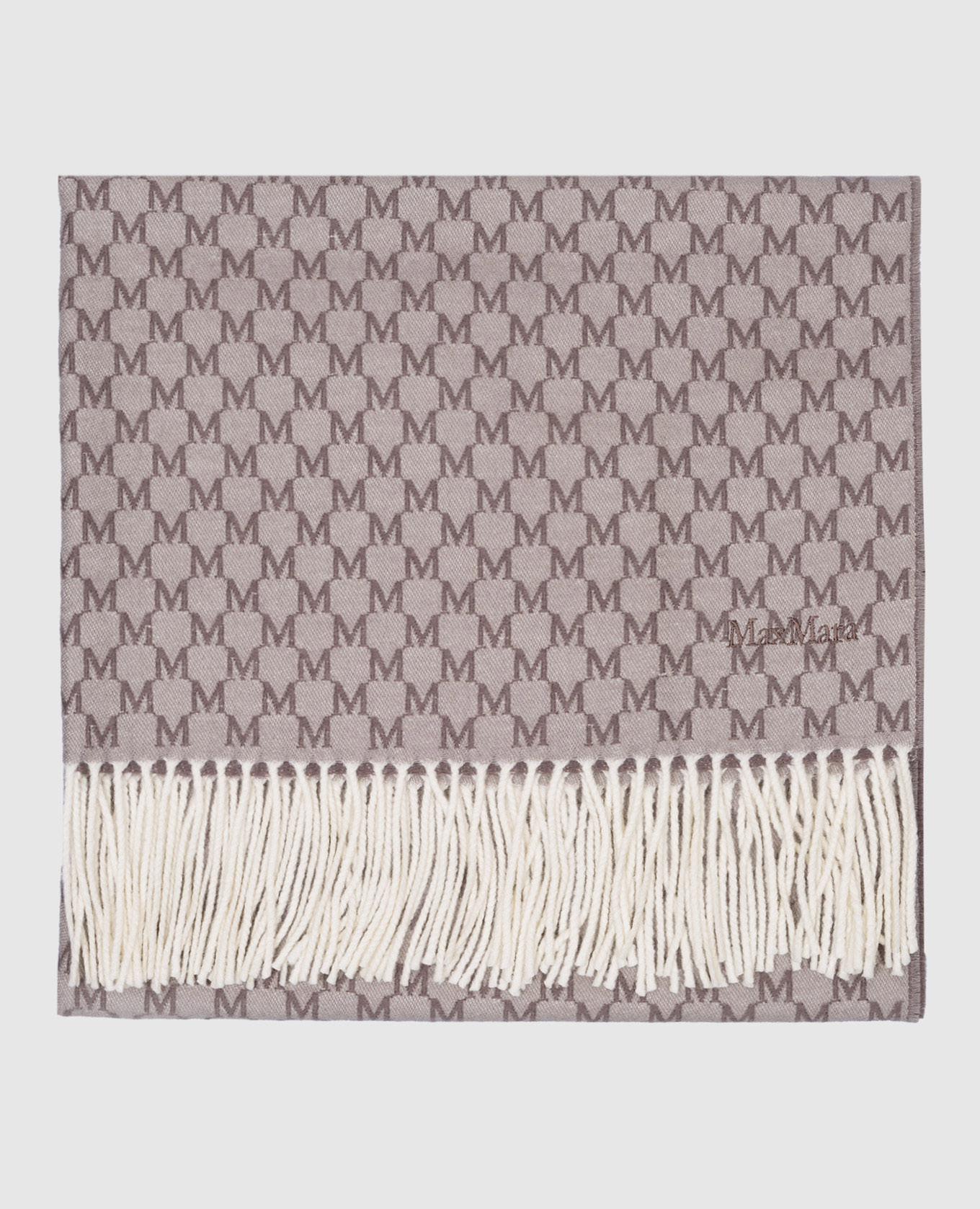 

ARSENIO beige wool stole with logo monogram pattern Max Mara, Бежевый